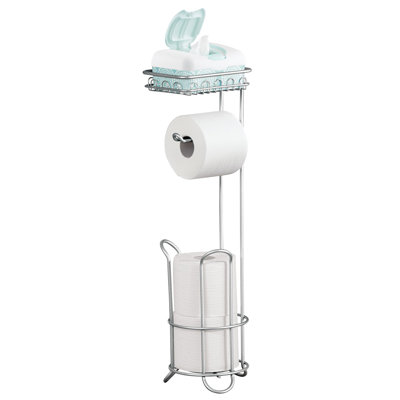 iDesign Classico Free Standing Toilet Paper Holder with Shelf for Bathroom