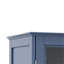 Modern Vintage Blue Buffet With Gracefully Curved Top, Double Glass Doors, And Adjustable Shelves, For Kitchen Hallway Cabinet Top Shatter - Glass, Kitchen, Bedroom, Or Use