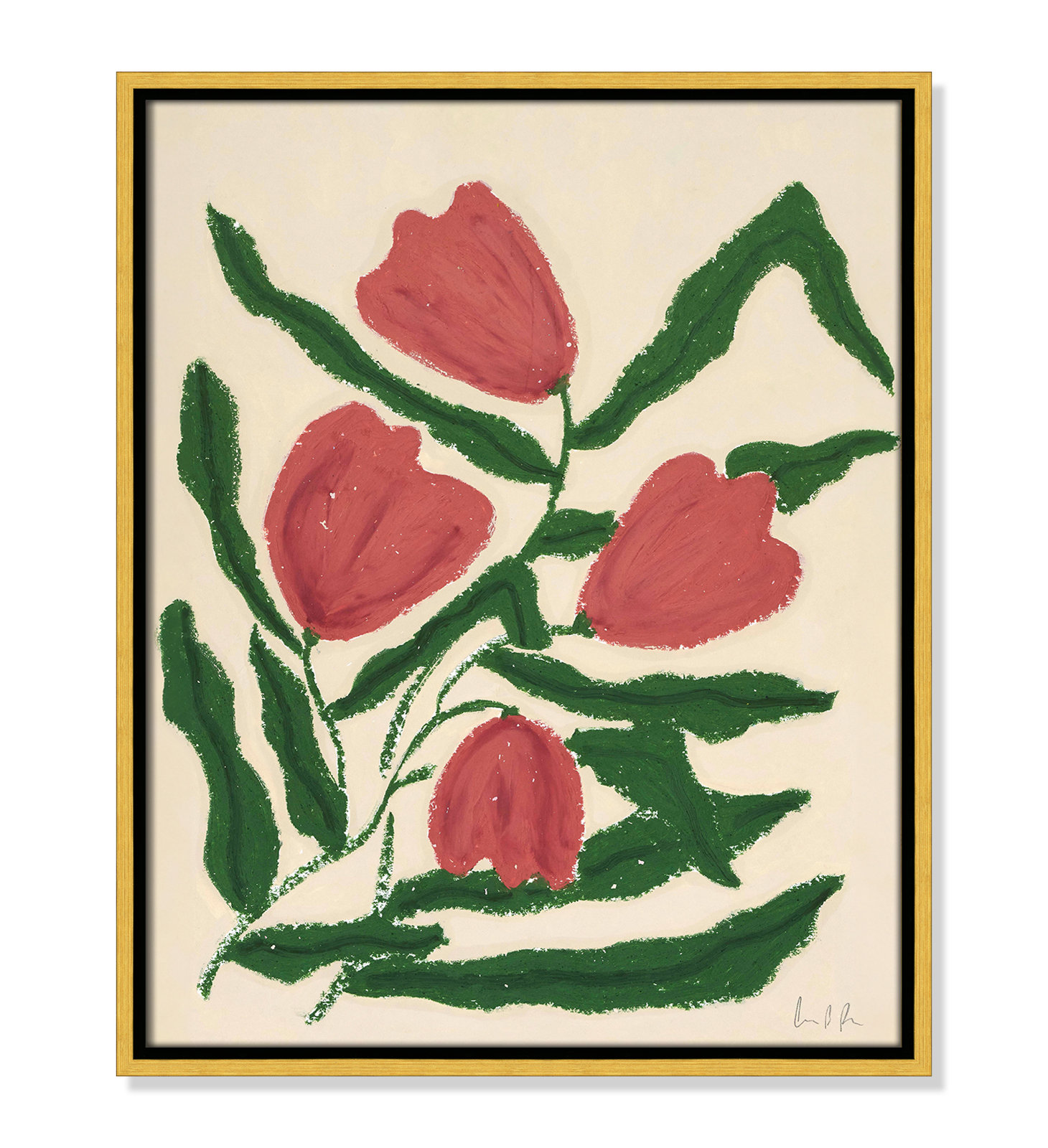 Colette "Red Tulips" Print by Camilla Bergqvist, 21.5" H x 17.5" W, Gold