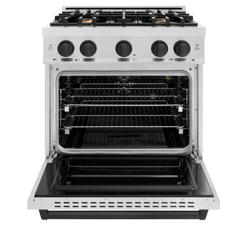 ZLINE Autograph 30" Classic DuraSnow Gas Range w/ 4 Burners & Gold Accents, Matte Black
