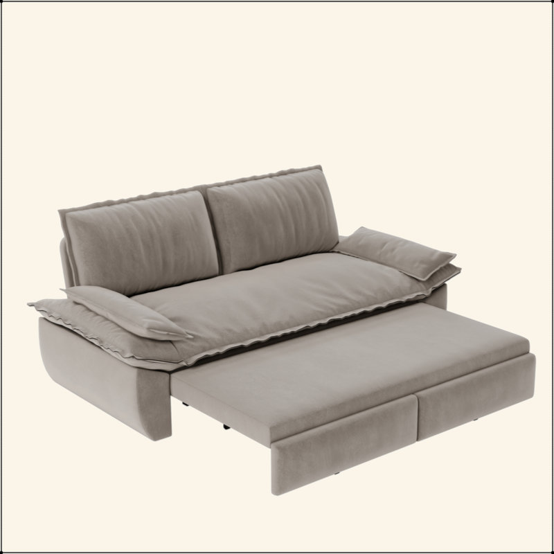 Canapé-lit escamotable de 73,2 po, canapé-lit convertible 3 en 1, causeuse en velours multifonctionnel, Gris