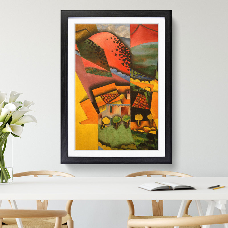 Landscape by Juan Gris - Picture Frame Painting, 36cm H x 27cm W x 2cm D, Black Framed