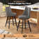 Trudith 360° Swivel Bar Stools with Button Tufting Backs & Wood Legs