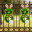 2 pièces couronne de lapin de Pâques pour porte d'entrée Oreilles de lapin mignonnes verdure artificielle couronne de buis avec nœud en lin et hortensia blanc pour porte