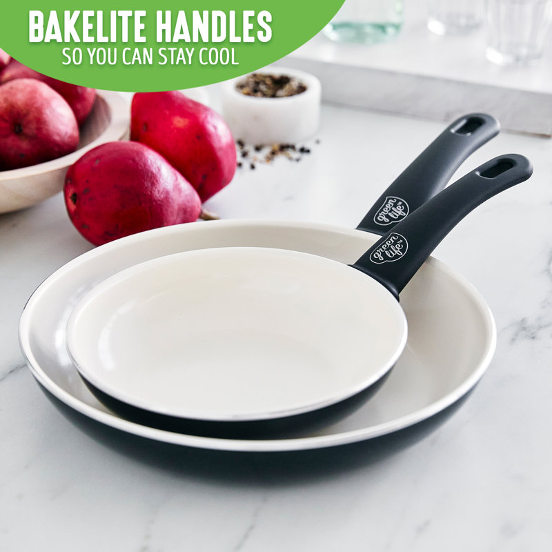 Black and Cream Aluminum Ceramic Nonstick Frying Pan Set