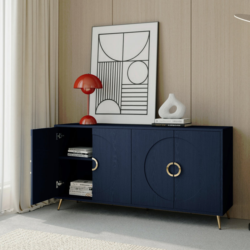 Armoire de rangement moderne à 4 portes en bois laqué moderne pour le salon, le vestibule, le couloir, le bureau, la cuisine et la salle à manger