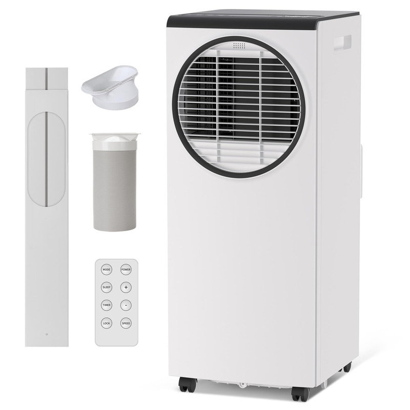 Petit climatiseur portatif 8 000 BTU - Aucune fenêtre requise, avec déshumidificateur et télécommande pour chambres à coucher, garages, salles de service (Refroidit 350 pieds carrés)