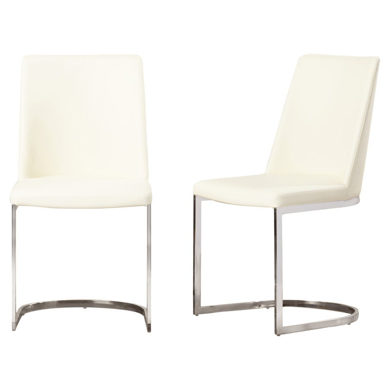 Chaise d'appoint chromée argentée Chromium, PU + Éponge - Crème au beurre
