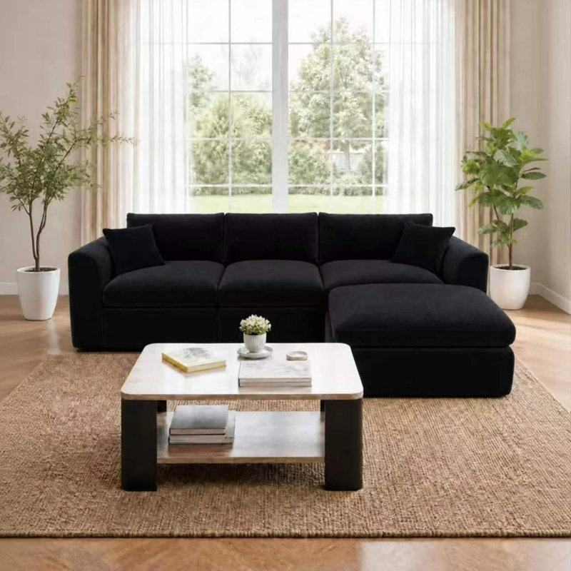 Canapé d'angle modulaire en mousse de 269 cm (106 pouces) avec système de compression, de style moderne, pour la maison