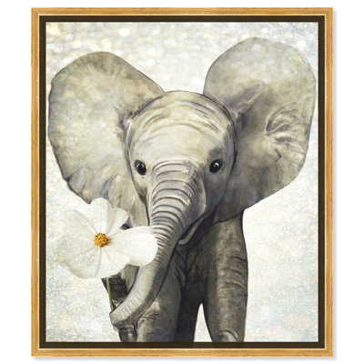 Animaux, bébé mignon, éléphant, fleur de zoo - impression d'art graphique