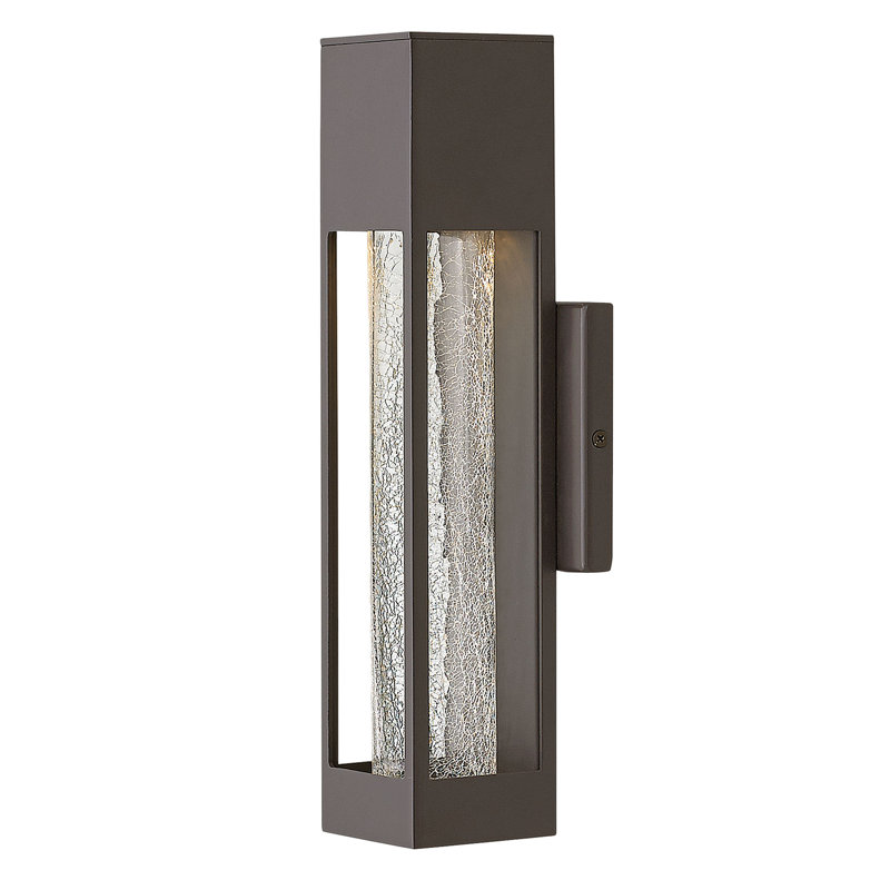 Vapor Crackled Glass Outdoor Armed Sconce, Bronze, 14" H x 4.75" W x 3.75" D