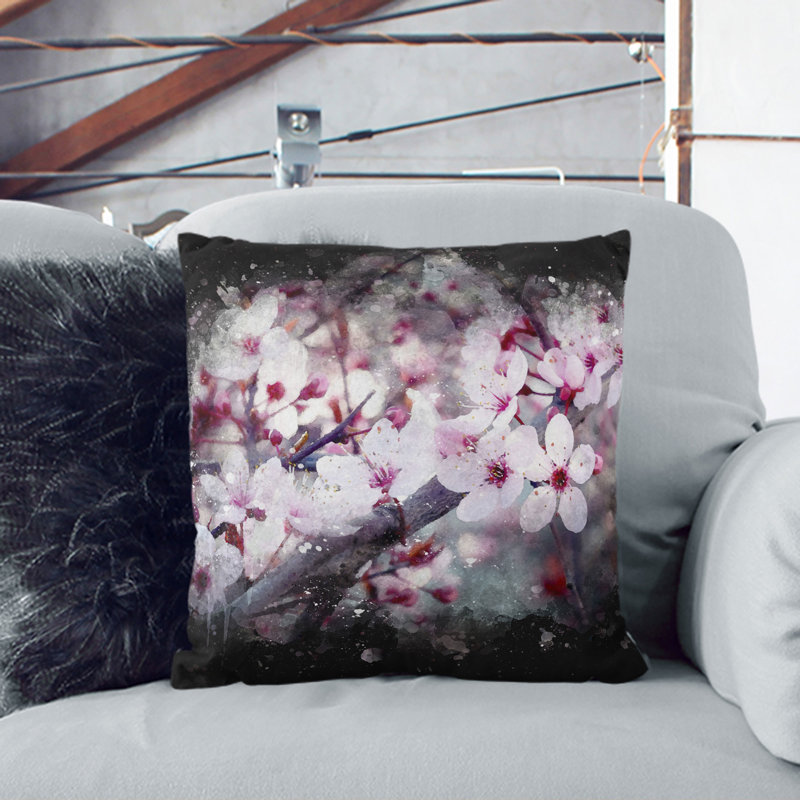 Pink Cherry Blossom Flowers Vol.8 Scatter Cushion, 40cm H x 40cm W x 15cm D