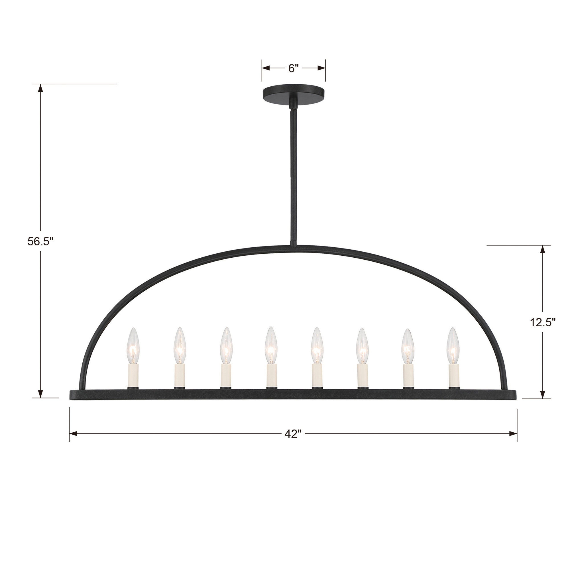 8 - Light Metal Lantern Chandelier, Black