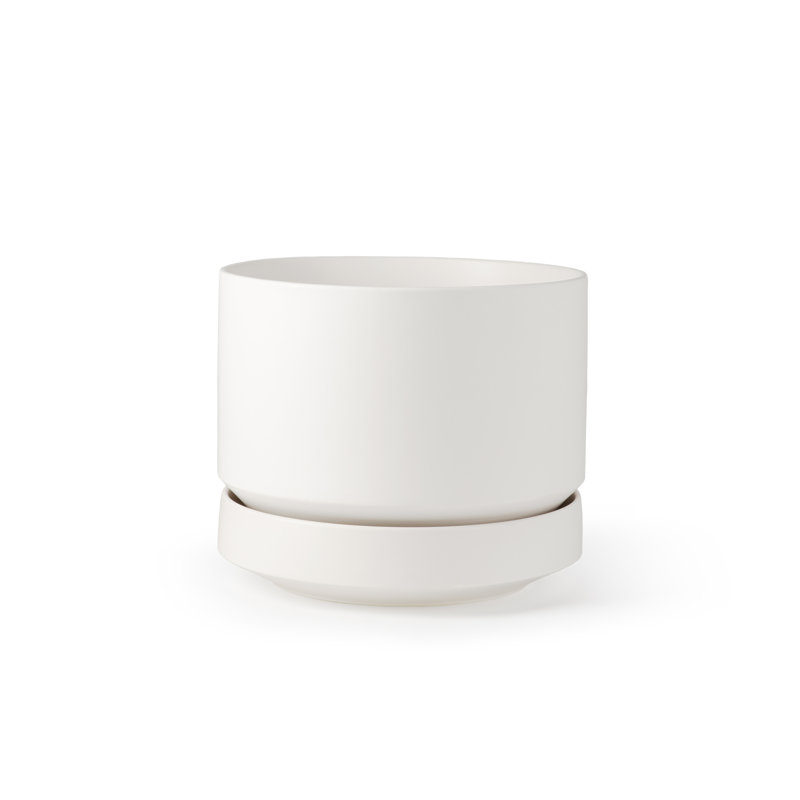 Pot à fleurs en céramique Byer, Blanc, H 9,25 po x l 10,25 po x P 10,25 po