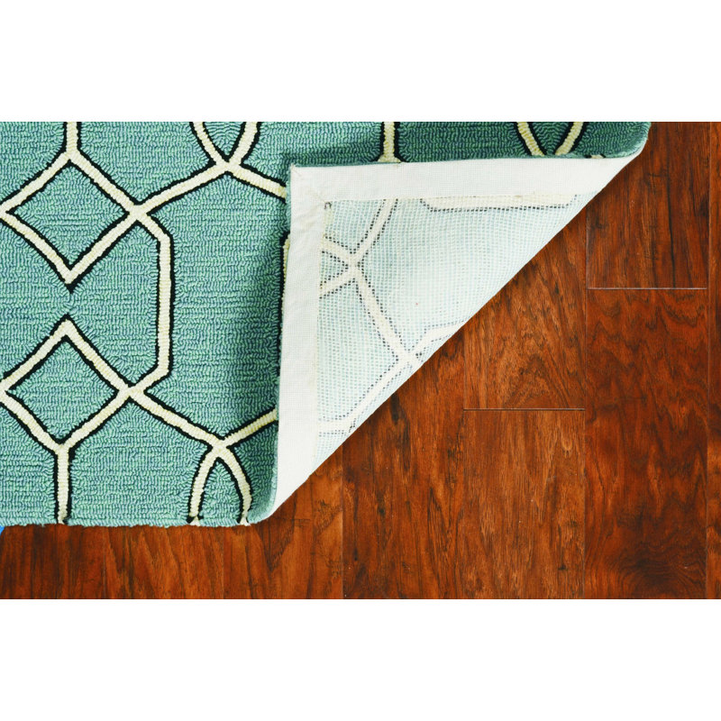 Tapis intérieur / extérieur rond en polypropylène noué à la main de 7 pi en vert spa Isleigh