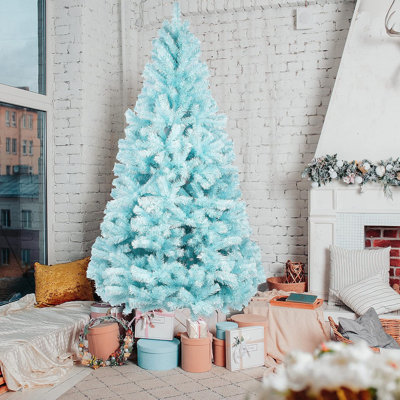 2,300 Tips Artificial Christmas Pine Tree Fake Xmas Spruce Trees Holiday Decoration With Metal Stand Easy Assembly For Outdoor And Indoor Decor Blue