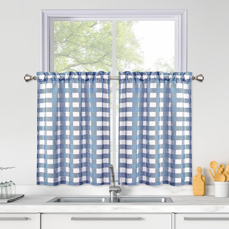 Rideau de cuisine Tomasita, Bleu marine, L 56 po x L 45 po