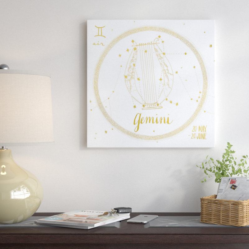 Série de ciel night : gemini sur toile tendue, H 12 po x l 12 po x P 0,75 po, Pas de tapis, Toile tendue