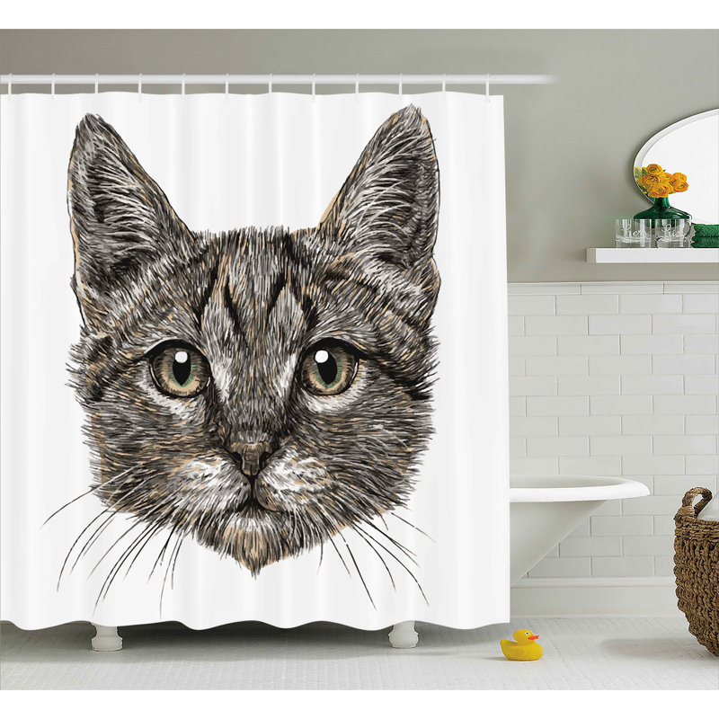Shower Curtain with Hooks Included, 69" W x 84" L