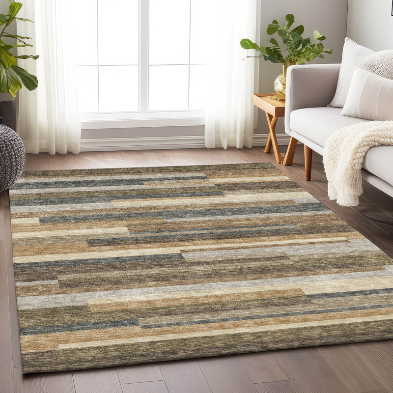 Premium Machine Washable Prisco Taupe Rug, Rectangle 10' x 14'