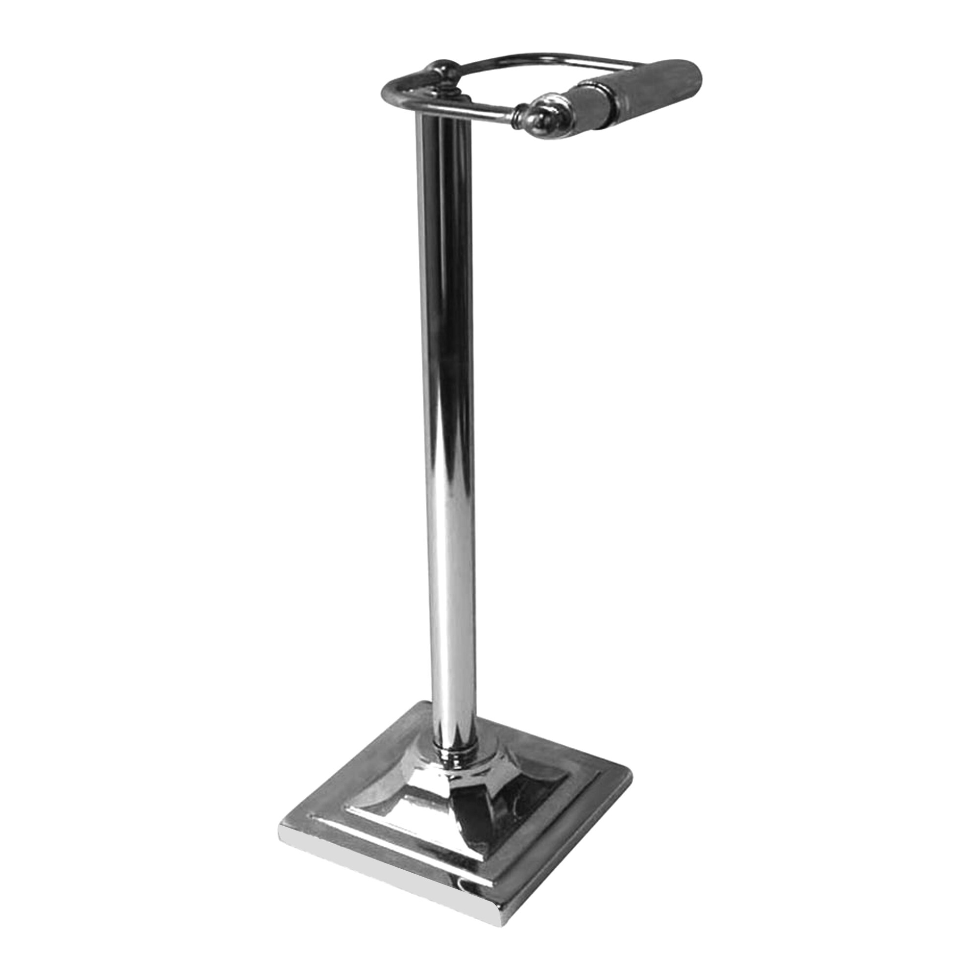 NEX™ 21 Black Freestanding Metal Toilet Paper Holder with Square Woodgrain  Base