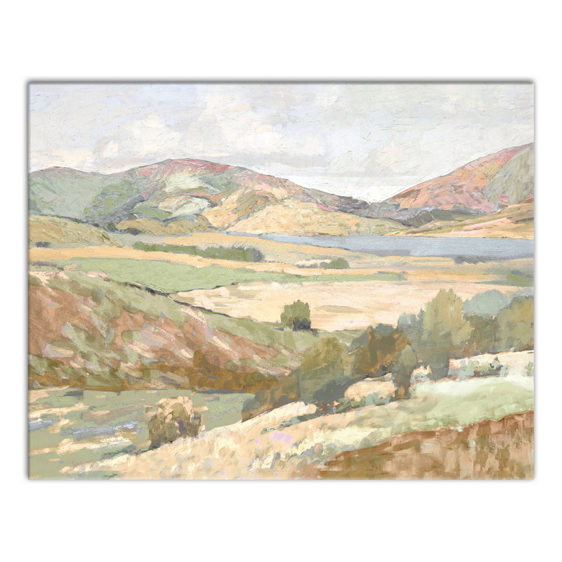 Doux paysage pastel sur toile, H 11 po x l 14 po x P 1,25 po