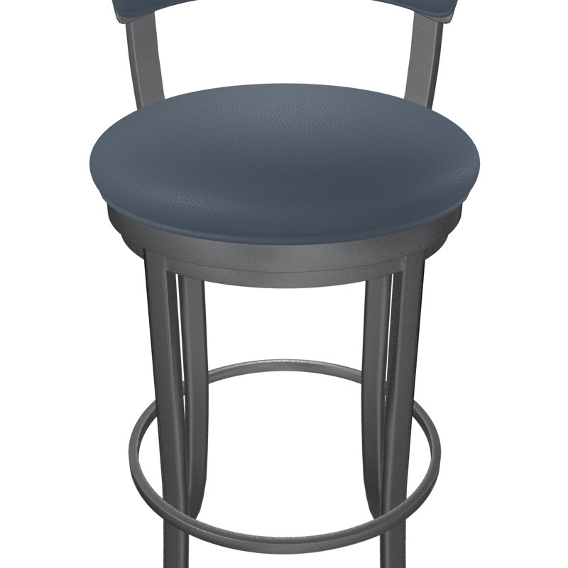 Tabouret de bar et de comptoir Bulmore, Tabouret de bar (siège d'une hauteur de 30 po), Bleu minuit, Lustrous Siver - blanc