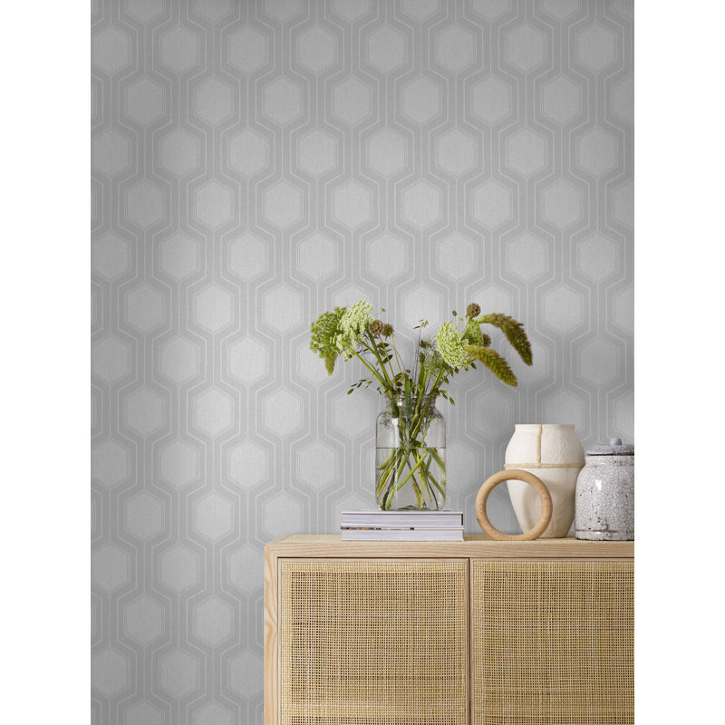 Boråstapeter Graphic Hexagon Wallpaper, Gray