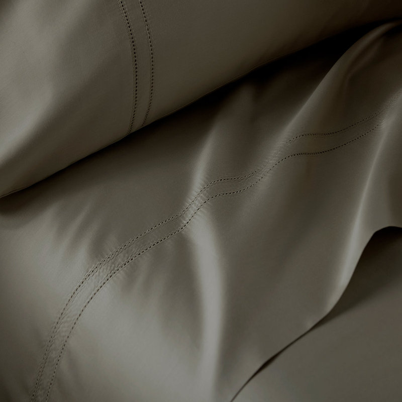 Yalda Egyptian Cotton Sateen Sheet Set , Charcoal, Queen Sheet Set + 2 Pillowcases