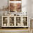 2 In 1 Multifunctional Sideboard Buffet Cabinets With 4 Glass Doors, Modern Sideboard Credenza With Adjustable Shelf And Metal Base, Coffee Bar Cabinet Storage Cabinet For Living Room, Kitchen-1606578626