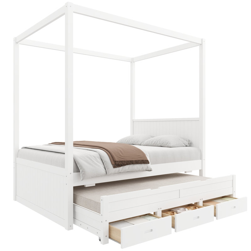 Lit plateforme à baldaquin Hearthstead, Full, Blanc