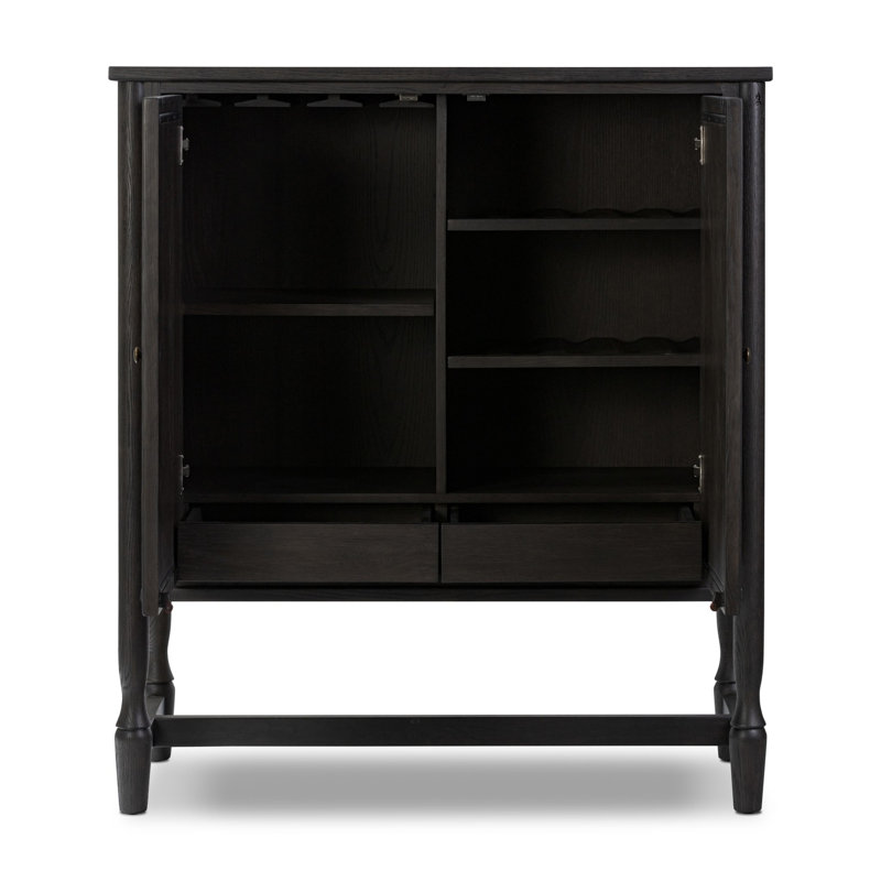 Bari Bar Cabinet, Cracked Smoked Black
