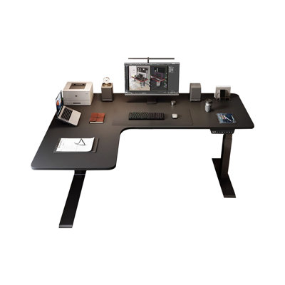 Black L-Shaped Manufactured Wood Standing desk
