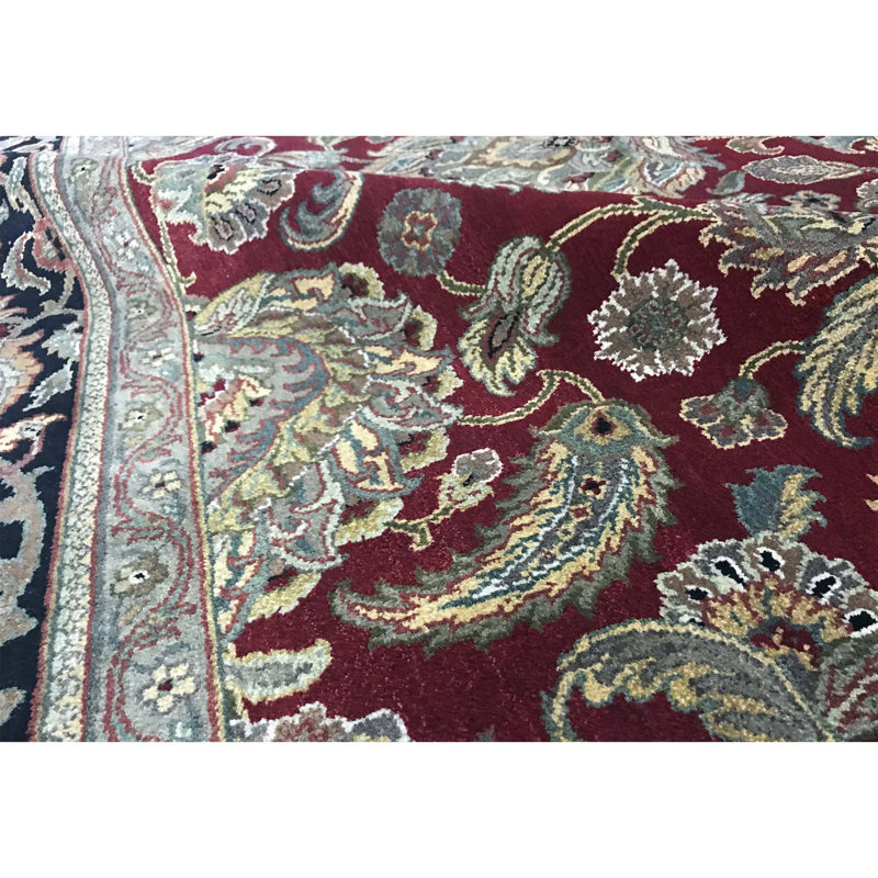 Tapis oriental mauve / brun / noir en laine noué à la main 4 pi 3 po x 6 pi 1 po Oriental, Rectangle 6 pi x 9 pi