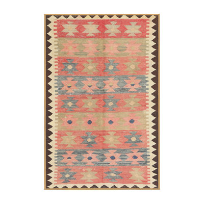Tapis contemporain beige / rouge / bleu