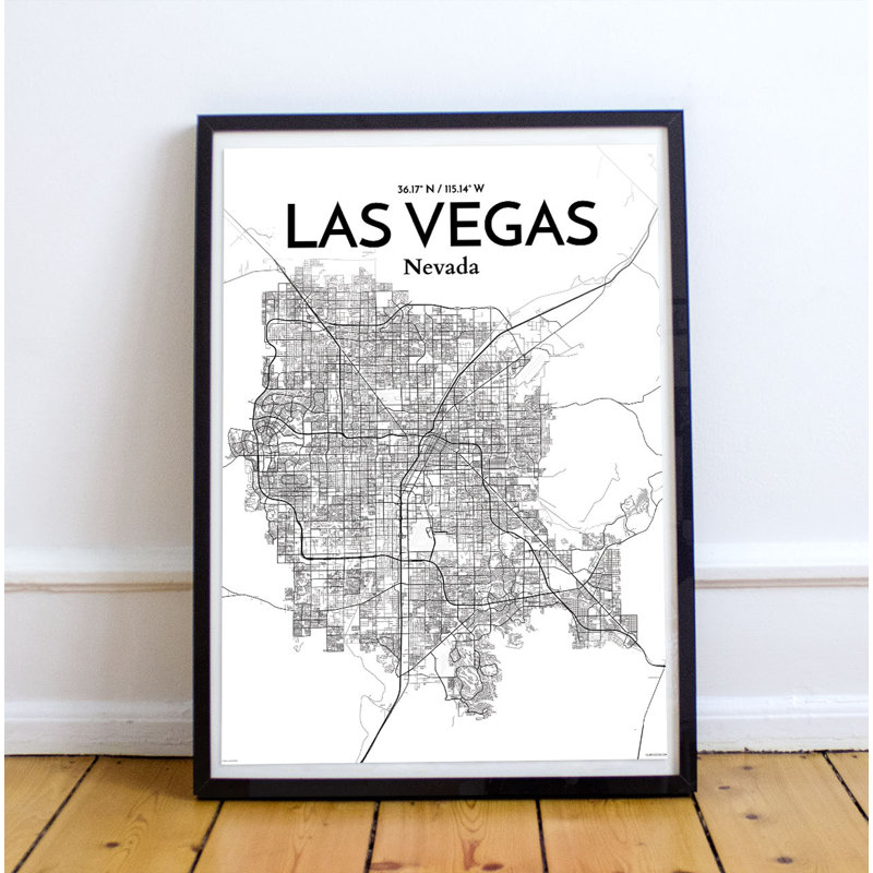 Las Vegas City Map - No Frame Print, 43.2cm H x 27.9cm W x 0.13cm D