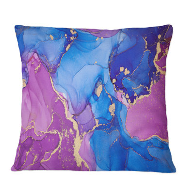 Mauve et turquoise luxueux abstrait Art fluide - Coussin décoratif imprimé moderne