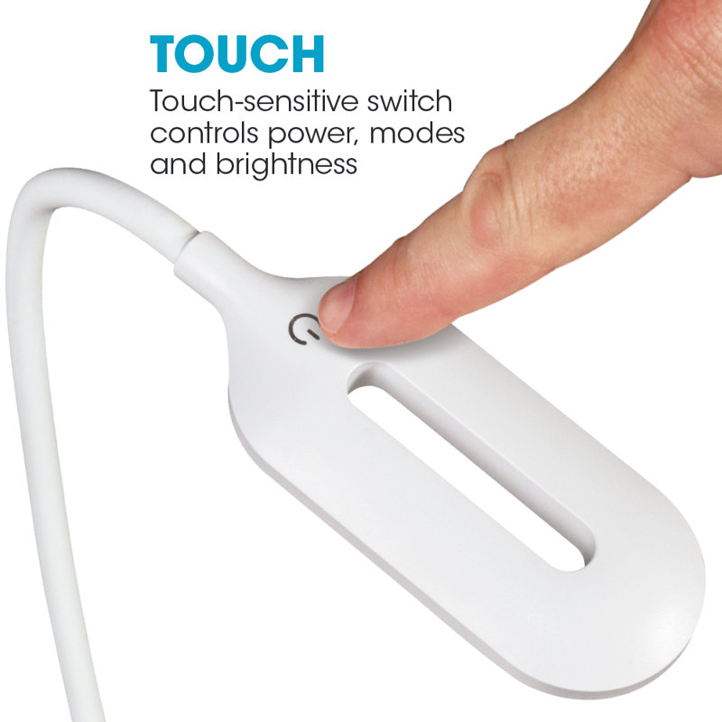OttLite Organizer LED Desk Lamp Wireless Charging, 3 Colors, Dimmable, Flexible Neck, Storage Area