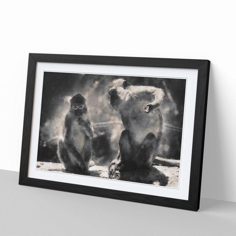 Mountain Monkeys - Framed Print, Black Framed, 27cm H x 36cm W x 2cm D