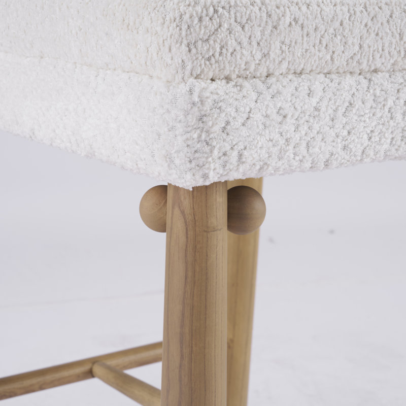 Tabouret de comptoir 2 pièces Stewart, Teddy blanc bouclé, Naturel
