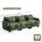 Chenille  Three-Seater Sofa (Green)