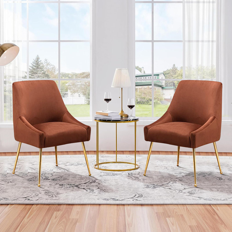  Chaise d'appoint rembourrée Krafick, Velours brun