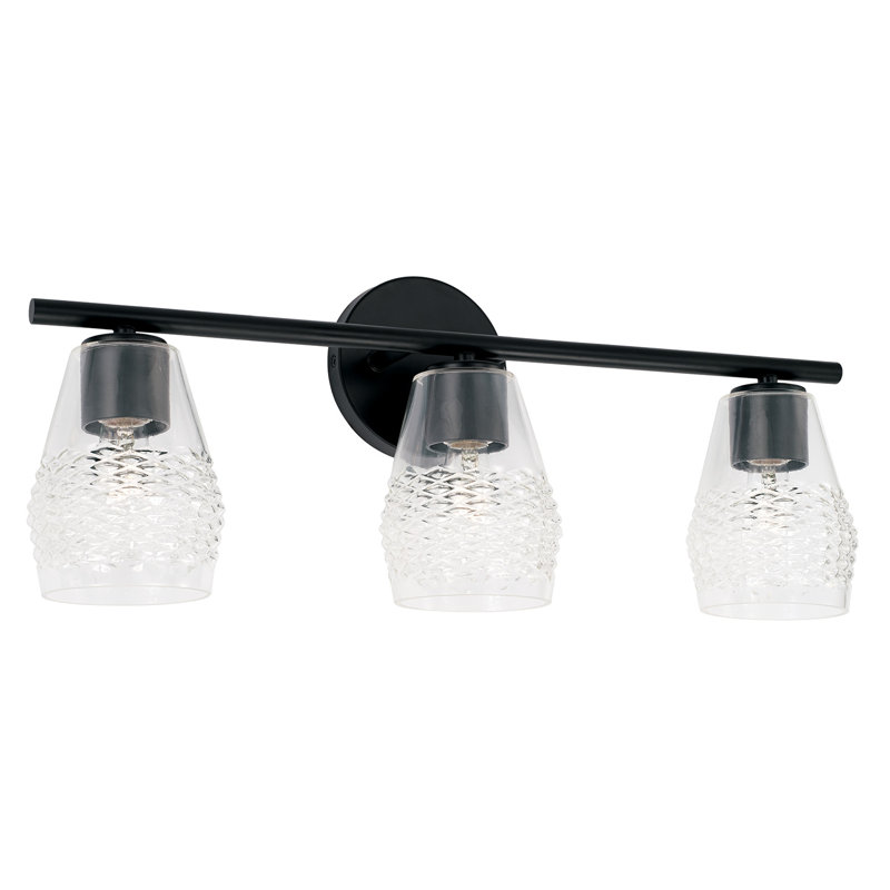3 - Light Dimmable Vanity Light, Matte Black