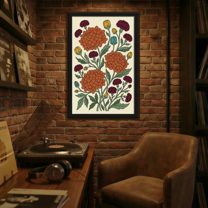 Motif floral de plantes et de fleurs aux couleurs vives et aux feuilles