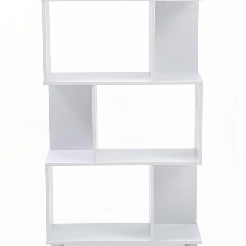 Modern Staggered 3-Shelf Manor Bookcase, White