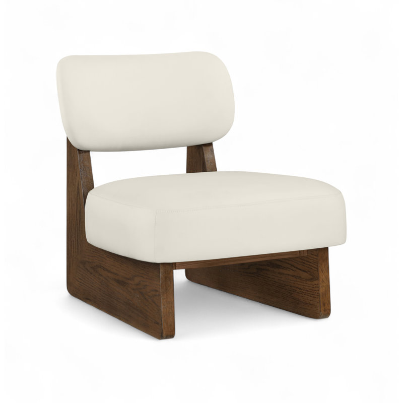 Fauteuil d'appoint en cuir Vetra Lystra, Crème végétalien en cuir, Brun