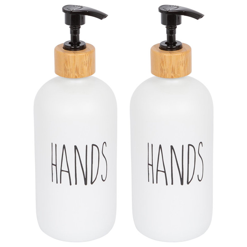2x Glass Soap Dispensers - 500ml, White
