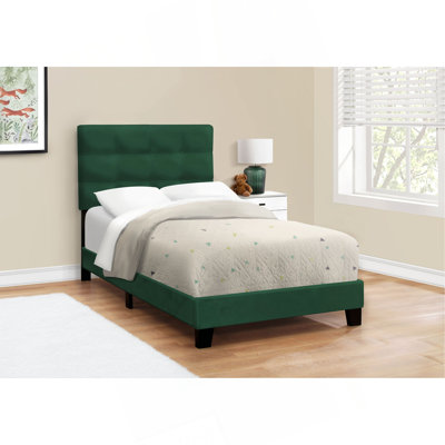 Bed, Twin Size, Upholstered, Bedroom, Frame Only, Juvenile,  Velvet, Transitional