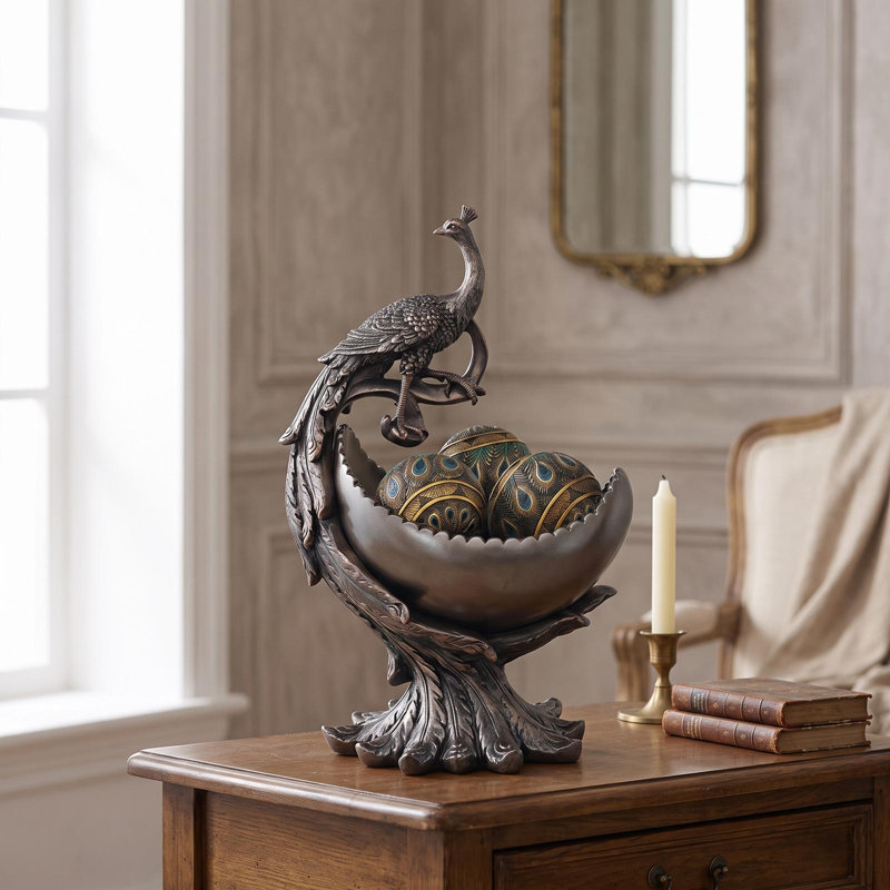Peacock's Bounty Sculptural Decorative Bowl