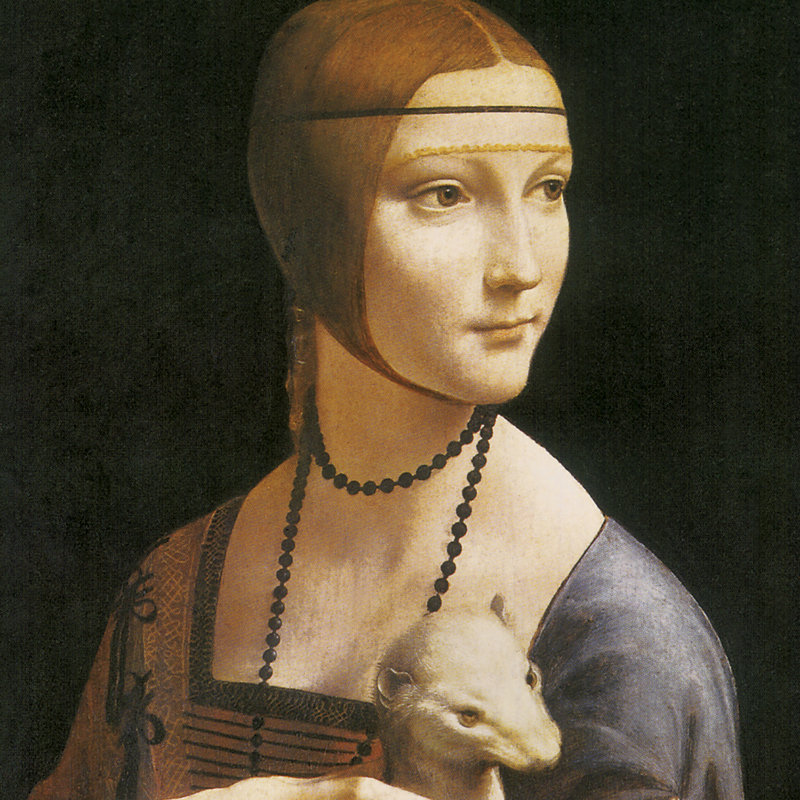 «Lady with an Ermine, 1490» par Leonardo da Vinci, reproduction d'art encadrée, H 41,25 po x l 32,25 po x P 1,875 po